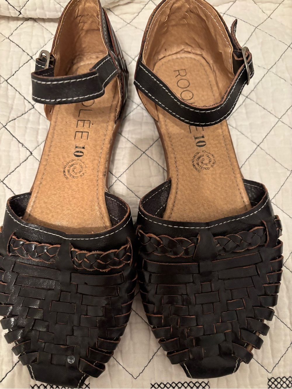 Roolee Black Woven Huarache-Style Ankle Strap Sandals